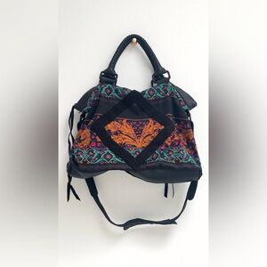 Cleobella Weekender Tote Bohemian Black Multi-Color Patterned